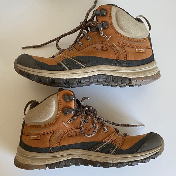 KEEN Womens Leather Hiking Boots Size 6.5US Waterproof Outdoor Boots Orange Gray - Picture 9 of 11